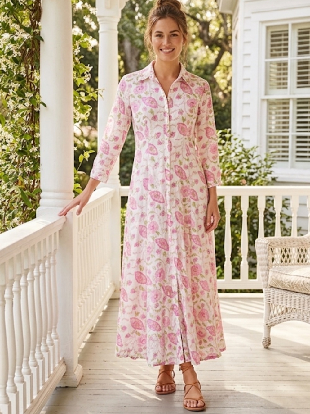 Julia Amory JA Shirtdress Light Pink Poppy Bloom Size Small